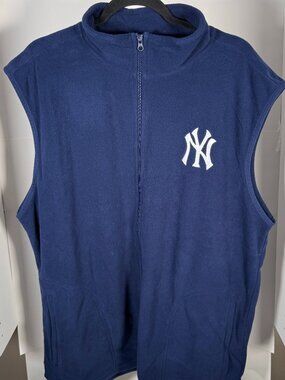 New York Yankees Fleece Vest XL Full Zip Blue MLB Baby Ruth Embroidered